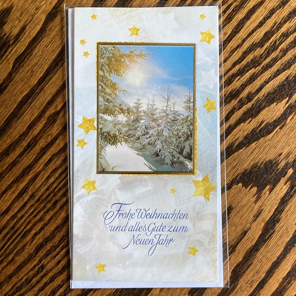 Other - Lang German Christmas Card Envelope in Plastic Sleeve Snowy Forest
